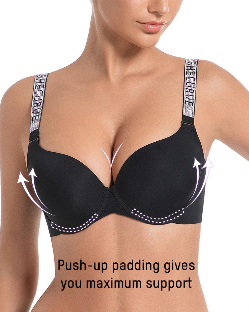 Deep V Push-Up Underwire Bra