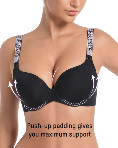 Deep V Push-Up Underwire Bra